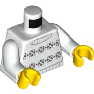 Torso, Sweater, Dark Bluish Grey Knitted Design Print, White Arms, Yellow Hands