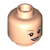 Minifig Head Luna Lovegood, Dark Tan eyebrows, Bright Pink Lips, Neutral / Open Mouth Smile