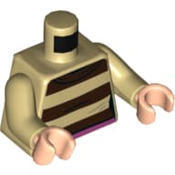 Torso, Sweater with Dark Brown Stripes, Dark Pink Belt Print, Tan Arms, Light Nougat Hands