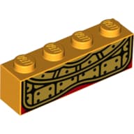 Brick 1 x 4 with Gold Decorations Print (Monkie King)