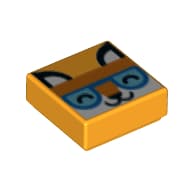 Tile 1 x 1 with White Fox, Bright Orange Head Band, Dark Azure Eyes Print