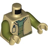 Torso Vest with Pocket, Open over Sand Green and Olive Green Shirt Print, Olive Green Arms, Tan Hands