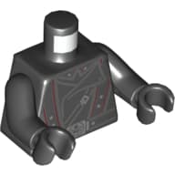Torso, Jacket with Dark Red Lines, Open Lapel, and Belt Print, Black Arms and Hands