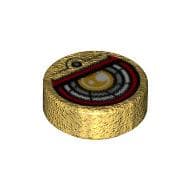 Tile Round 1 x 1 with Yellow, White Light Bluish Grey and Dark Red Circles Print