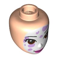 Minidoll Head, White Face with Lavender Paws, Dark Pink Lips Print
