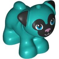 Animal, Dog, Pug - Standing with Blue Eyes, Black Face and Ears, and Pink Nose Print