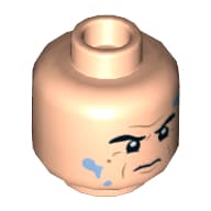 Minifig Head Alan Grant, Eyebrows, Furrowed Brows, Crows Feet by Eyes, Water Drops Print