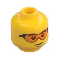 Minifig Head, Trans-Orange Glasses Print