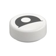 Tile Round 1 x 1 with Curved Black Eye with Central Pupil Partially Closed Print