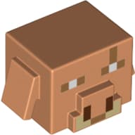 Minifig Head Special, Cube Hog with Dark Tan Snout, Eyes Print
