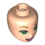 Minidoll Head, Green Eyes, Dark Pink Lips, Freckles