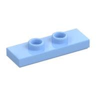 Plate Special 1 x 3 with 2 Studs with Groove and Inside Stud Holder (Jumper) em Azul vivo claro