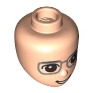 Minidoll Head, Reddish Brown Eyes, Silver Glasses