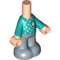 Microdoll Body Pants Sand Blue with Dark Turquoise Shirt, Light Bluish Grey Legs, Light Nougat Hands Print