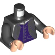 Torso, Robe, Open over Dark Purple Vest Print, Black Arms, Light Nougat Hands