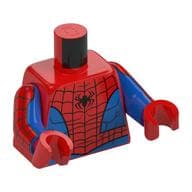 Torso Muscles, Blue Sides and Waist, Webbing, Black Spider Print (Spider-Man), Blue Arms with Webbing Print, Red Hands