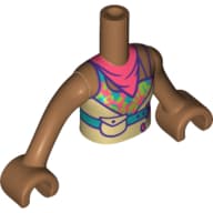 Minidoll Torso Girl with Medium Blue Belt, Colored Top, Coral Scarf, Medium Nougat Arms and Hands