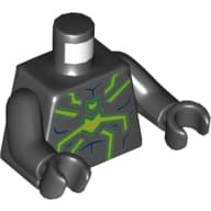 Torso, Jumpsuit with Large Lime Spider Print, Black Arms and Hands