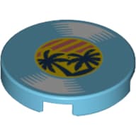 Tile Round 2 x 2 with Record with Palm Trees Print