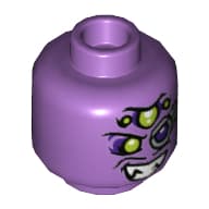 Minifig Head Syntax, 3 Eyes, Left Eye with Dark Purple Monocle, Grin Showing Teeth / Metal Mouth Cover Print