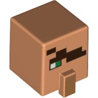 Minifig Head Special, Cube with Nose and Villager Face with Eyepatch and Green Eye Print