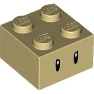 Brick 2 x 2 with Angry Black Oval Eyes Print