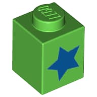 Brick 1 x 1 with Blue Star Print