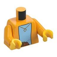 Torso Jacket Over Light Blue Undershirt Print, Bright Light Orange Arms, Yellow Hands
