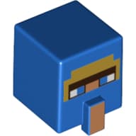 Minifig Head Special, Cube with Medium Nougat Nose, Blue Eyes Print