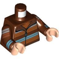 Torso Jacket with Dark Orange/Medium Azure/White Striped Sweater, Zipper, and Fur Print, Reddish Brown Arms, Light Nougat Hands