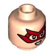 Minifig Head Firestar, Red Eyemask, Peach Lips, Smile / Angry Print