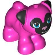 Animal, Dog, Pug - Standing with Blue Eyes, Black Face and Ears, and Pink Nose Print em Rosa escuro