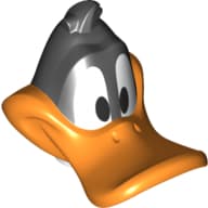 Minifig Head Special with Orange Beak Print (Daffy Duck)