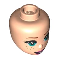 Minidoll Head, Dark Turquoise Eyes, Freckles, Dark Pink Lips