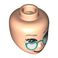 Minidoll Head, Light Bluish Grey Eyebrows, Low Dark Turquoise Glasses Print