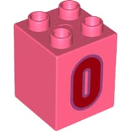 Duplo Brick 2 x 2 x 2 with Red '0' Print