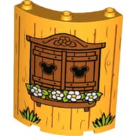 Panel 4 x 4 x 6 Quarter Cylinder with Wooden Wall and Window, Shutters, Flowers Print