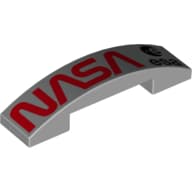 Brick Curved 4 x 1 Double, No Studs with Red 'NASA', Black ESA symbol Print