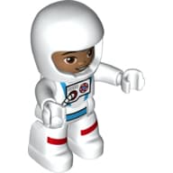 Duplo Figure with Helmet White, Astronaut Suit White, Medium Nougat Face Print