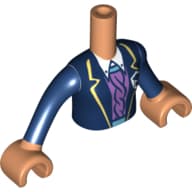 Minidoll Torso Girl with Dark Blue Jacket, Lavender Shirt, Bright Light Yellow Trim Print, Nougat Arms and Hands