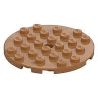 Plate Round 6 x 6 with Hole em Nougat médio