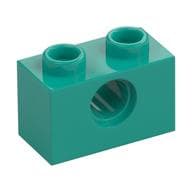 Technic Brick 1 x 2 [1 Pin Hole] em Turquesa escuro