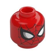 Minifig Head Spider-Man, Black Webbing, White Eyes with Silver Lines Print