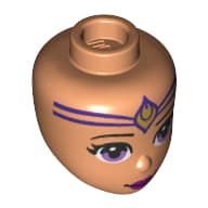 Minidoll Head, Lavender Eyes, Medium Lavender Markings, Gold Jewel Print