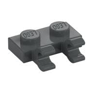 Plate Special 1 x 2 with Clips Horizontal [Open O Clips] em Cinza azulado escuro