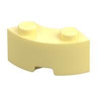 Brick Round Corner 2 x 2 Macaroni with Stud Notch and Reinforced Underside [New Style] em Amarelo vivo claro