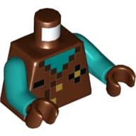 Torso, Vest, Pixelated with Dark Turquoise Neck Print, Dark Turquoise Arms, Reddish Brown Hands