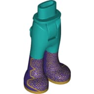 Minidoll Hips and Trousers with Back Pockets with Dark Purple Boots with Gold Decoration Print