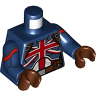 Torso, Armor, Union Flag, Reddish Brown Belt, Straps Print, Dark Blue Arms, Reddish Brown Hands