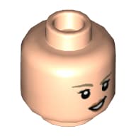 Minifig Head Sylvie, Medium Nougat Eyebrows, Open Mouth Smile / Crooked Grin Print